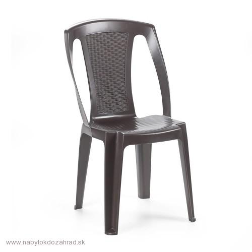 Záhradná plastová stolička PROCIDA matná hnedá 